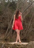 Red dress on an winter's day, Josie (jos015) ATK Natural & Hairy: Josie (Red dress on an winter's day)
